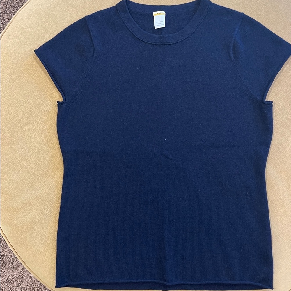 J. Crew Navy Blue Cashmere Crew Neck L